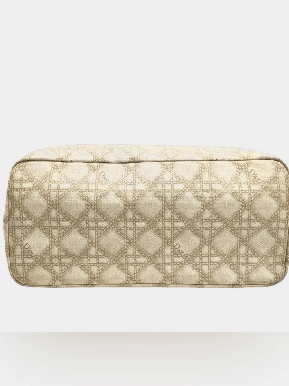 ✨🛍️ Christian Dior Cream & Beige Coated Canvas Cannage Print Cherie Tote - Picture 4 of 8